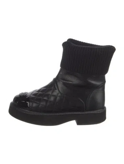 Pre-owned Chanel 2021 Interlocking Cc Logo Boots In Black
