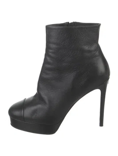 Pre-owned Chanel 2021 Interlocking Cc Logo Boots In Black