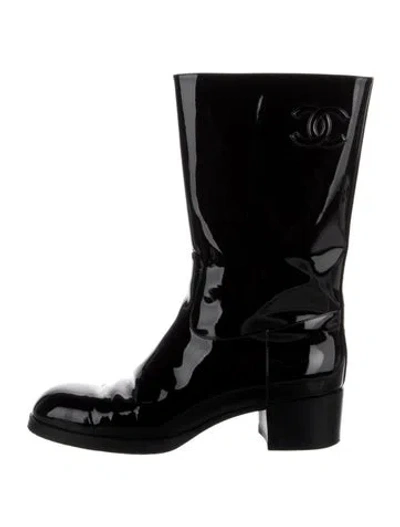 Pre-owned Chanel 2021 Interlocking Cc Logo Boots In Black