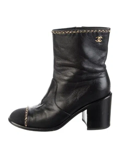Pre-owned Chanel 2021 Interlocking Cc Logo Boots In Black