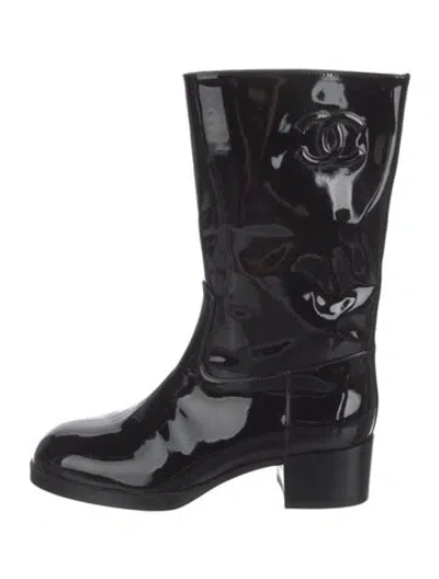 Pre-owned Chanel 2021 Interlocking Cc Logo Boots In Black