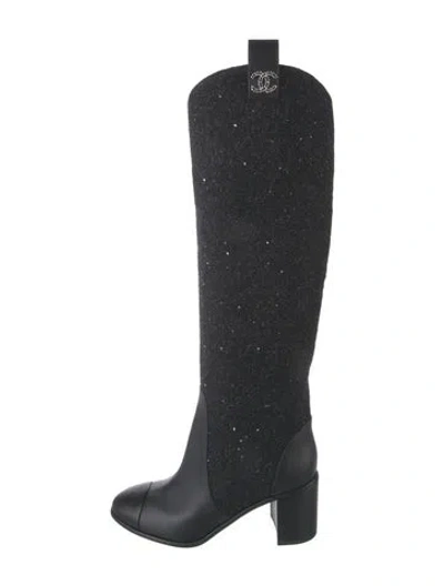 Pre-owned Chanel 2021 Interlocking Cc Logo Boots In Black