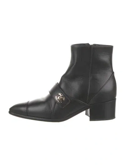 Pre-owned Chanel 2021 Interlocking Cc Logo Boots In Black