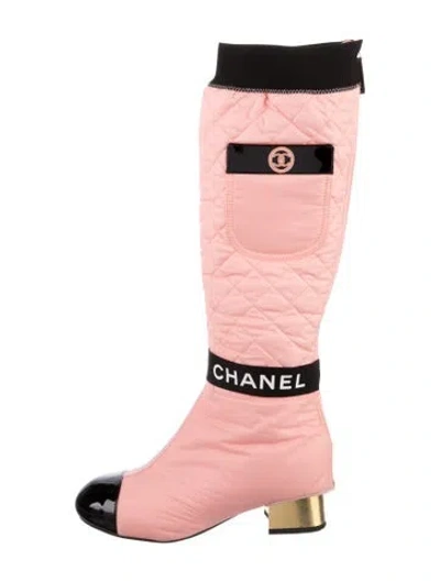 Pre-owned Chanel 2021 Interlocking Cc Logo Boots In Pink