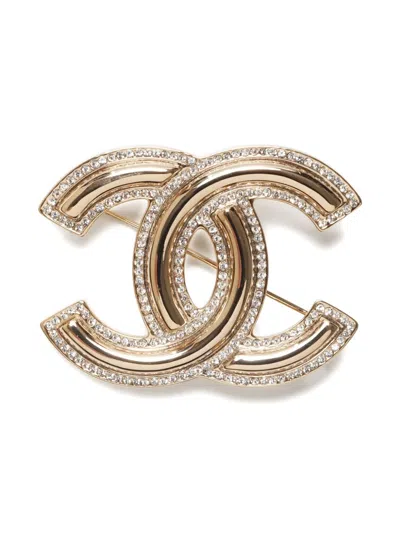 Pre-owned Chanel 2021 Interlocking Cc Logo Brooch