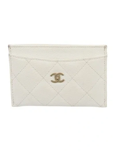 Pre-owned Chanel 2021 Interlocking Cc Logo Card Holder In White