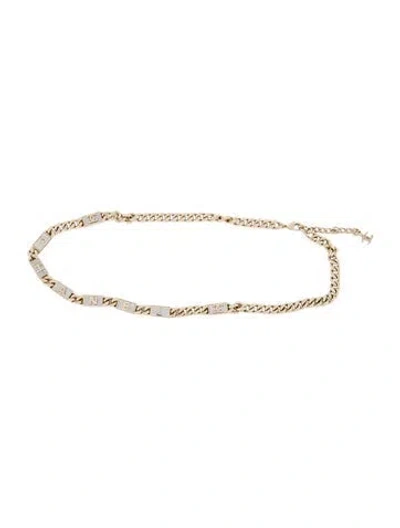 Pre-owned Chanel 2021 Interlocking Cc Logo Chain-link Belt In Gold