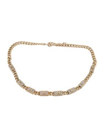 Pre-owned Chanel 2021 Interlocking Cc Logo Chain-link Belt In Gold