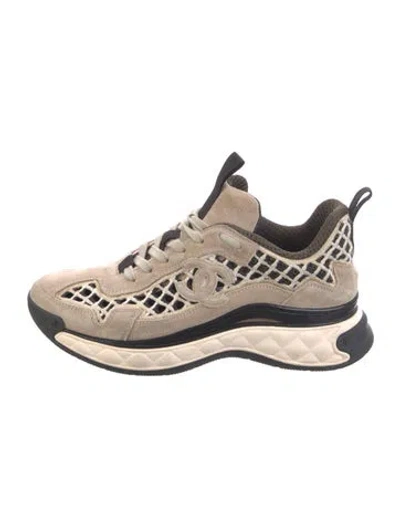 Pre-owned Chanel 2021 Interlocking Cc Logo Chunky Sneakers In Neutral