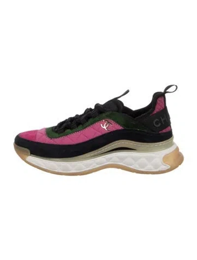 Pre-owned Chanel 2021 Interlocking Cc Logo Chunky Sneakers In Pink