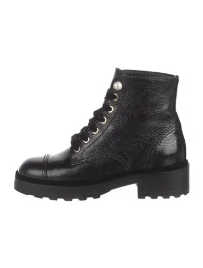 Pre-owned Chanel 2021 Interlocking Cc Logo Combat Boots In Black