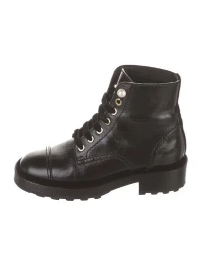 Pre-owned Chanel 2021 Interlocking Cc Logo Combat Boots In Black