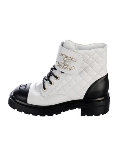 Pre-owned Chanel 2021 Interlocking Cc Logo Combat Boots In Multi