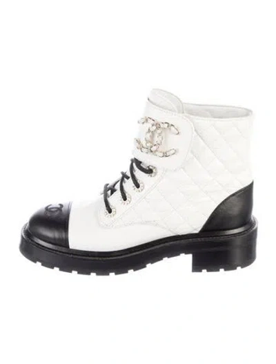 Pre-owned Chanel 2021 Interlocking Cc Logo Combat Boots In Multi