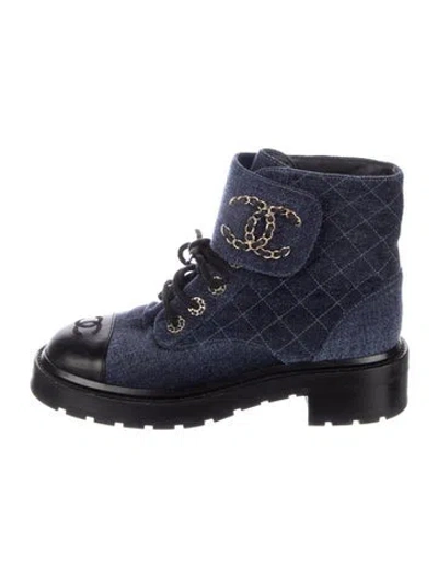 Pre-owned Chanel 2021 Interlocking Cc Logo Combat Boots In Multi