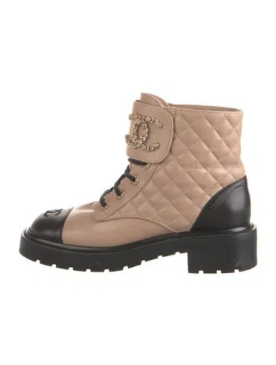 Pre-owned Chanel 2021 Interlocking Cc Logo Combat Boots In Multi