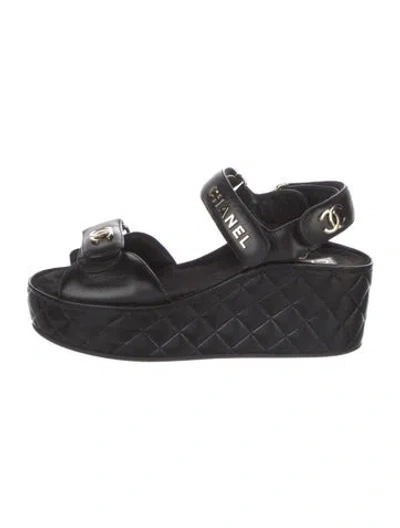 Pre-owned Chanel 2021 Interlocking Cc Logo Espadrilles In Black