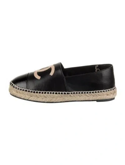 Pre-owned Chanel 2021 Interlocking Cc Logo Espadrilles In Black