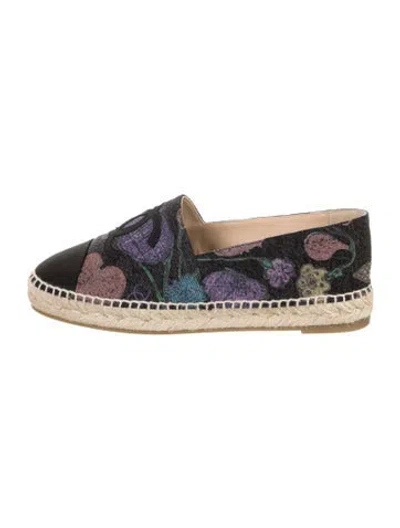 Pre-owned Chanel 2021 Interlocking Cc Logo Espadrilles In Black