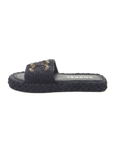 Pre-owned Chanel 2021 Interlocking Cc Logo Espadrilles In Blue