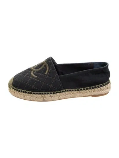 Pre-owned Chanel 2021 Interlocking Cc Logo Espadrilles In Blue/green