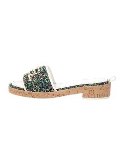 Pre-owned Chanel 2021 Interlocking Cc Logo Espadrilles In Green