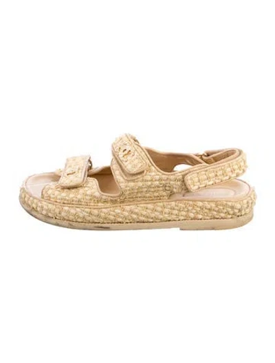 Pre-owned Chanel 2021 Interlocking Cc Logo Espadrilles In Neutral