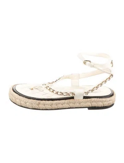 Pre-owned Chanel 2021 Interlocking Cc Logo Espadrilles In Neutral