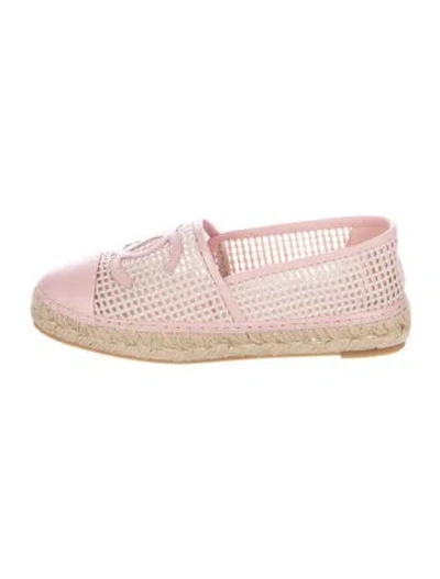 Pre-owned Chanel 2021 Interlocking Cc Logo Espadrilles In Pink