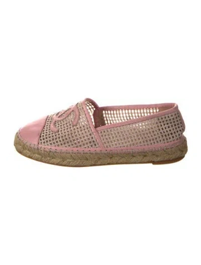 Pre-owned Chanel 2021 Interlocking Cc Logo Espadrilles In Pink