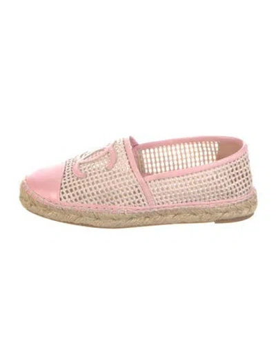 Pre-owned Chanel 2021 Interlocking Cc Logo Espadrilles In Pink
