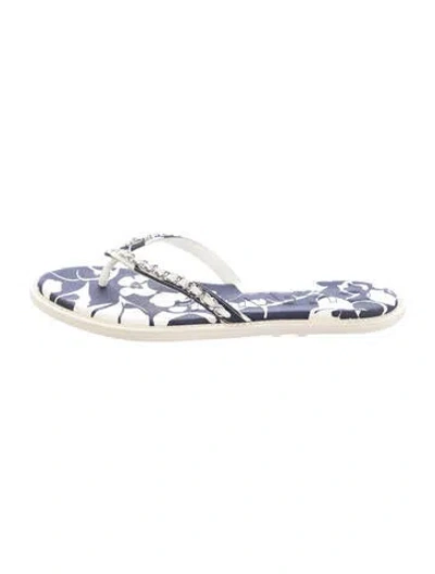 Pre-owned Chanel 2021 Interlocking Cc Logo Flip Flops In Blue