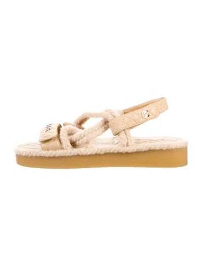 Pre-owned Chanel 2021 Interlocking Cc Logo Gladiator Sandals In Neutral
