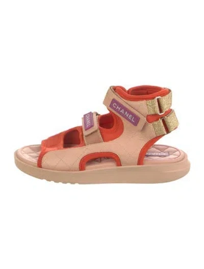 Pre-owned Chanel 2021 Interlocking Cc Logo Gladiator Sandals In Orange