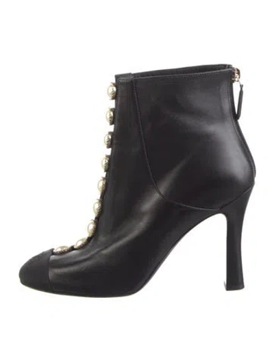 Pre-owned Chanel 2021 Interlocking Cc Logo Lace-up Boots In Black