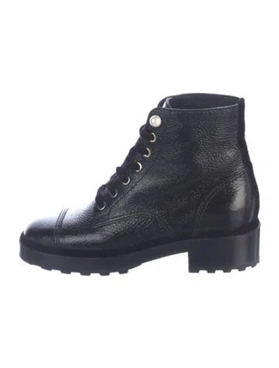 Pre-owned Chanel 2021 Interlocking Cc Logo Lace-up Boots In Black