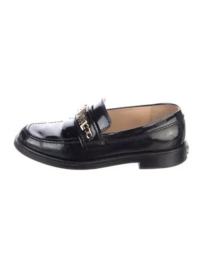 Pre-owned Chanel 2021 Interlocking Cc Logo Loafers In Black