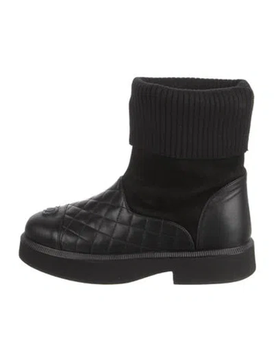 Pre-owned Chanel 2021 Interlocking Cc Logo Moto Boots In Black