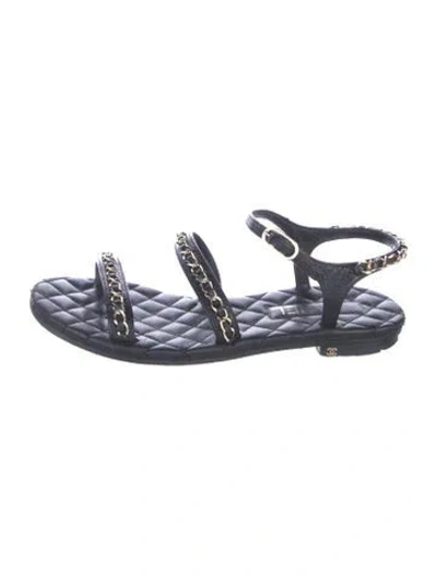 Pre-owned Chanel 2021 Interlocking Cc Logo Sandals In Blue