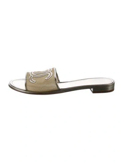 Pre-owned Chanel 2021 Interlocking Cc Logo Slides