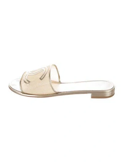 Pre-owned Chanel 2021 Interlocking Cc Logo Slides