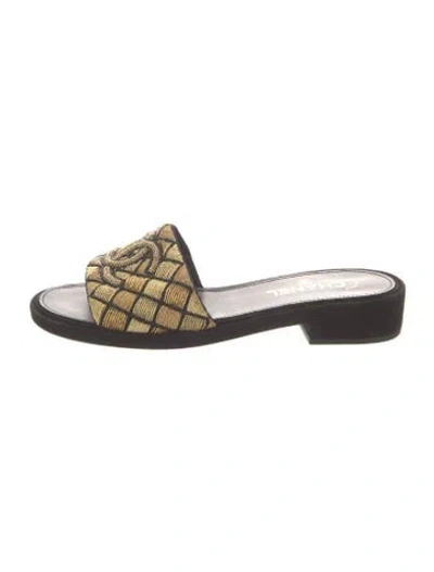 Pre-owned Chanel 2021 Interlocking Cc Logo Slides In Multi