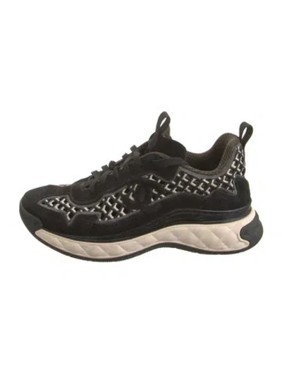 Pre-owned Chanel 2021 Interlocking Cc Logo Sneakers In Black