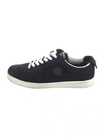 Pre-owned Chanel 2021 Interlocking Cc Logo Sneakers In Blue