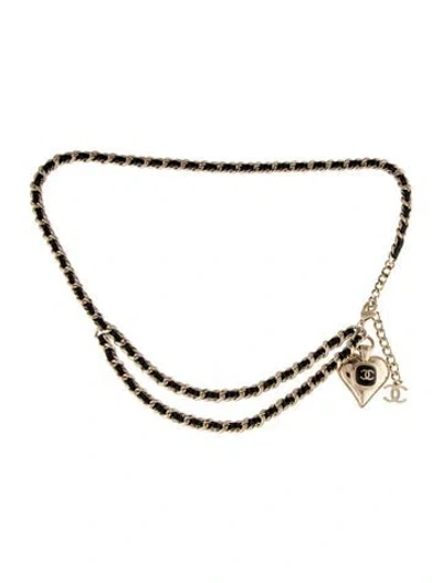 Pre-owned Chanel 2021 Interlocking Cc Logo Waist Belt In Black