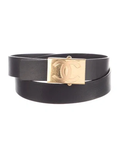 Pre-owned Chanel 2021 Interlocking Cc Logo Waist Belt In Black