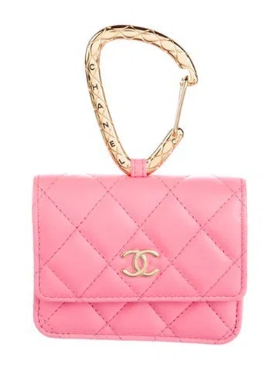 Pre-owned Chanel 2021 Interlocking Cc Logo Wallet In Pink
