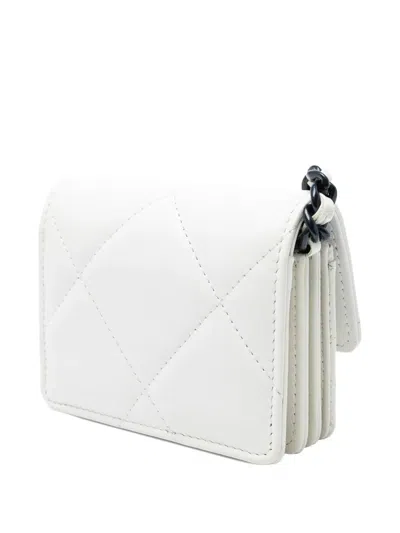 Pre-owned Chanel 2021 Lambskin 19 Flap Coin Purse With Chain Crossbody Bag In White