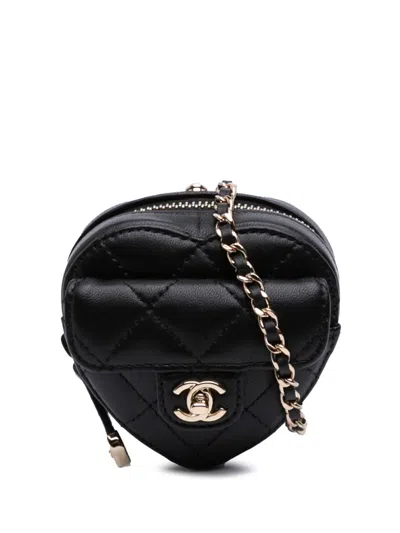 Pre-owned Chanel 2021 Lambskin Cc In Love Heart Necklace Bag Crossbody Bag