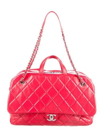 Pre-owned Chanel 2021 Large Express Bowling Bag In Red